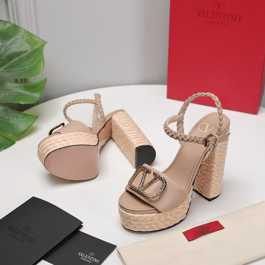 VLTN ESPADRILLE WEDGE SANDALS 25S 130 MM IN BEIGE LAMBSKIN WITH GOLD HARDWARE