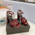 SL TRIBUTE FLATFORM SANDALS BERRY CALFSKIN