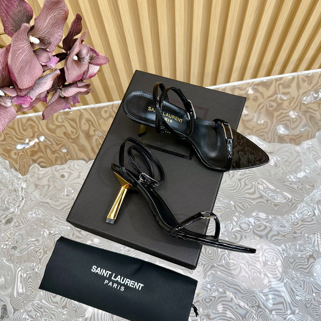 KITTY SANDALS 70 IN BLACK SHINY LEATHER