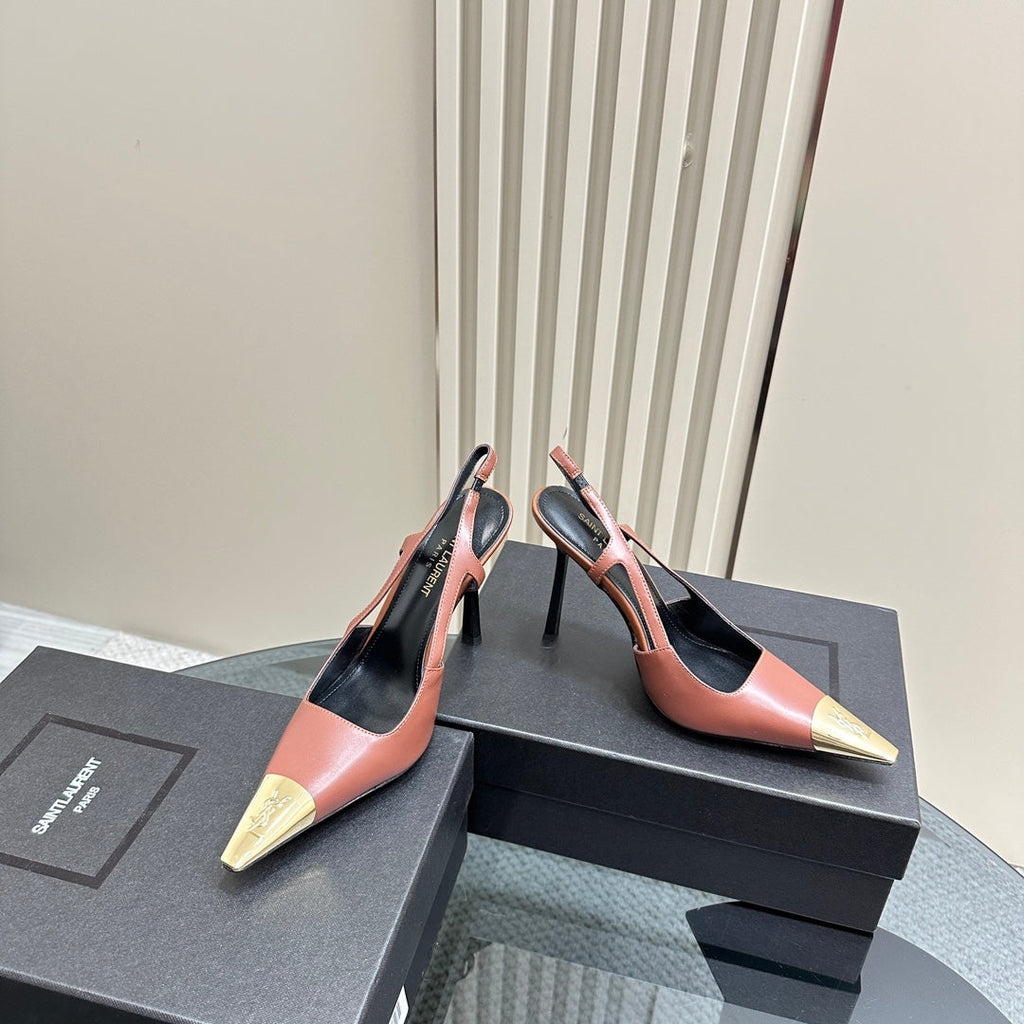 SL JEANNE SLINGBACK PUMPS BRICK CALFSKIN